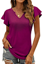 Women&#;39s Summer Casual Tops Ruffle Sleeve Blouse V Neck Solid Cute Tunic Shirt