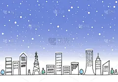 手绘圣诞城市景观插图