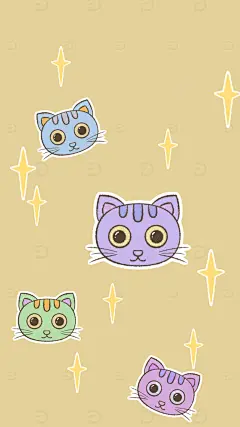 手绘猫咪贴纸高清模板免费下载-趣麦麦图