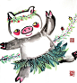 【水墨十二生肖插画】画儿晴天·王净净 宣纸水墨十二生肖插画套图@画儿晴天-绘本插画 #一城一画##遇见艺术# ​​​​