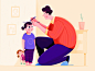 Grow Up room grow measuring home family father dad baby children child kid daughter girl man people website web ui character illustration
