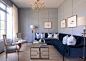 Navy Velvet Sectional