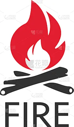 品牌名称,扁平化设计,火,计算机图标,白色背景,白色,分离着色,热,热情,大篝火