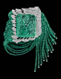 Cartier bracelet with 77.3-carat carved emerald, emerald beads and diamonds: 