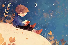 读书爱好插图手绘