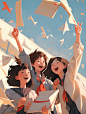 ls7623_Make_a_graduation_poster_3_cartoon_graduates_holding_pap_da908b8a-3829-43ea-9741-9fb036258b0a