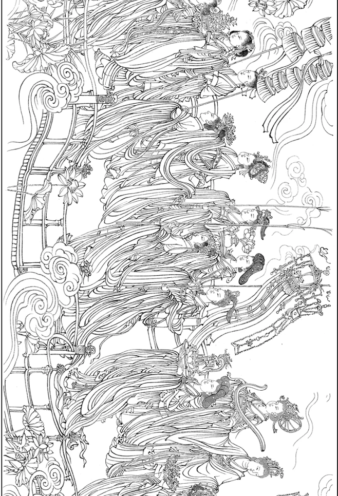 八十七神仙卷白描工笔画白描底稿古画长卷白描吴道子87神仙卷实物打印稿无彩图G011-tmall.com天猫-花瓣网