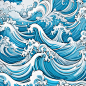 日式复古海浪花纹矢量图设计素材