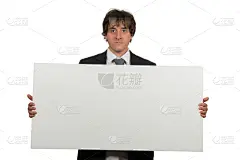 男商人,布告,快乐,空白的,贺卡,留白,套装,男性,仅男人,仅成年人