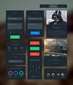 欧美暗黑的网页UI界面设计元素psd素材下载 #Web# #素材# #网页#