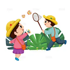 小朋友玩耍可爱跳跃孩子卡通元素蝴蝶游戏活泼儿童开心小孩儿童