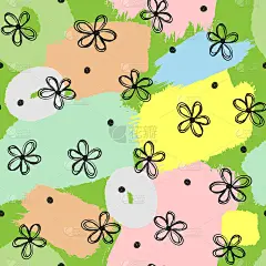 用水彩笔触在背景上手绘鲜花。无缝模式的儿童。