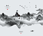 新中式海报山水意境图设计PSD分层素材-淘宝网