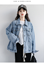 2023春季新款蓝色牛仔外套女春秋韩版休闲外搭上衣bf宽松牛仔夹克-tmall.com天猫
