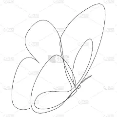 线条飞舞的蝴蝶剪影设计。手绘极简主义风格矢量插图