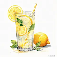一杯柠檬水插画