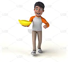 有趣的3D卡通亚洲青少年