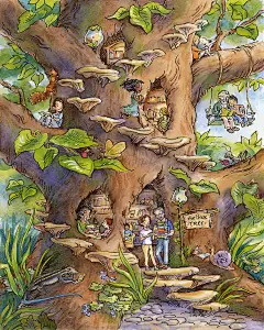 The Book Tree  Illustration Art Print Woodland Art Decor image 1