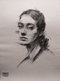 DRAWINGS_006 : Charcoal portrait studies. On 120gm paper.