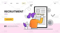 女性经理评估求职者的个人资料