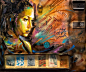 女人的脸在苏黎世的邮箱多彩详细的城市街头艺术