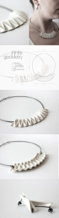 Porcelain Necklace with bold origami design - geometric jewellery; modern ceramic jewelry // Minji Jung