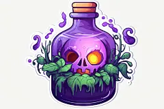魔法毒药万圣节搞怪贴纸卡通插画图片