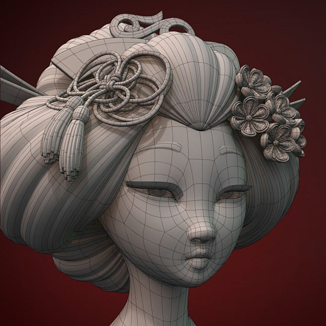 geisha head 3d max