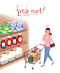 超市购物 家庭生活 采办购买 业余生活插图插画设计PSD ti103a4216