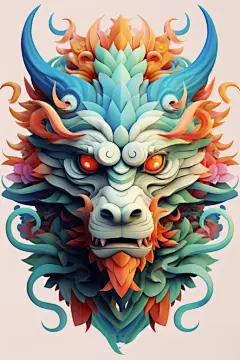 鸿运当头龙年龙头中国龙插画元素