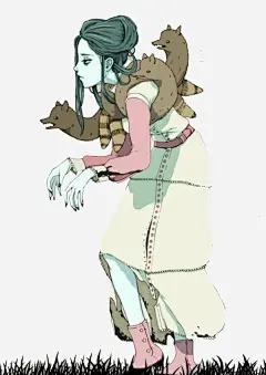 幽灵少女貂皮插画免抠素材_新图网 https://ixintu.com 貂皮 插画 简约 幽灵少女
