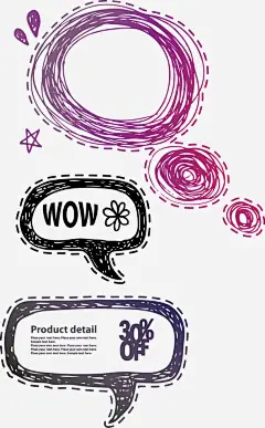 涂鸦对话框免抠素材_新图网 https://ixintu.com 卡通对话框 手绘对话框 涂鸦 线描花纹 炫彩边框