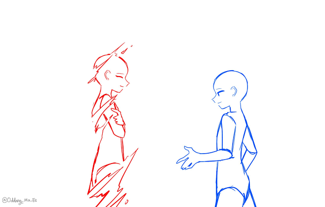 双人人模#参考#绘画#情侣 #双人#模板#cp 版权归作者所有，侵删