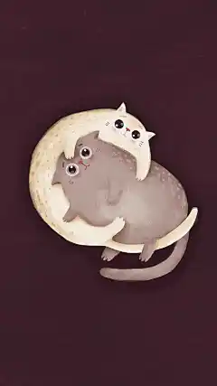 团抱的小猫咪漫画壁纸图片