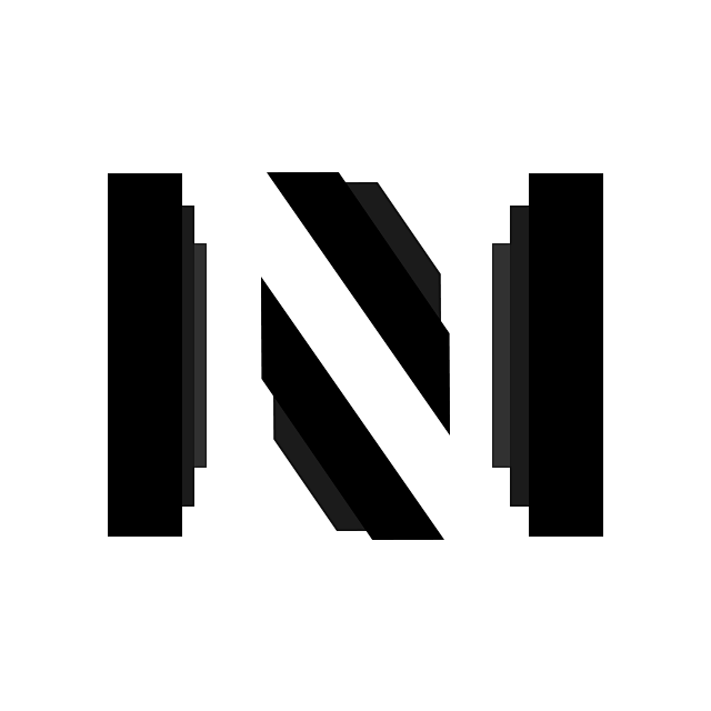 叠体黑白N字母logo
