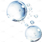 特效通用蓝色透明实景水珠泡泡元素素材