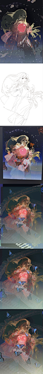 长图绘画过程Redum三土-PID：15825259作者的画给我一种夏天的绚丽和活力的感觉，通过二分法运用高饱和度的明艳色彩以及冷暖对比，描绘出绚烂地光影，除了色感上的优势，作者同时也精于对动态的塑造，除了构图外我们似乎可以感受到画面扑面而来的风吹动少女的头发与衣裙，夹杂着花香，动态感很强。 (23)