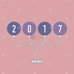2017年扁平设计的灯泡和插座。