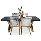 Bordeaux Dining Table with Brass X Legs