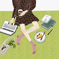 韩国插画_插画_单身_女性_清新_Yestone邑石网_高品质的版权图片及商业正版图片素材提供商