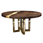 Elegant Round Table Rests on a Gorgeous Series of Brass Legs | From a unique collection of antique and modern dining room tables at https://www.1stdibs.com/furniture/tables/dining-room-tables/