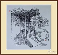 黄力炯钢笔手绘江南苏州园林 - 山野村夫 - 山野村夫