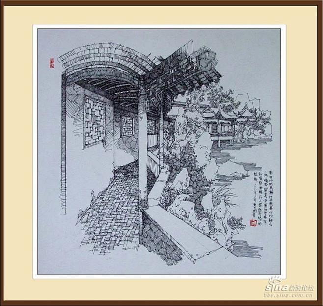 黄力炯钢笔手绘江南苏州园林 - 山野村夫...