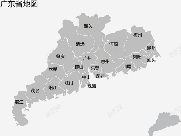 广东省地图矢量图高清素材 可编辑地图 地图导航 广东省地图 灰色 矢量图 矢量地图 元素 免抠png 设计图片 免费下载 