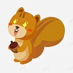 动漫小人物松鼠可爱暖色调 平面电商 创意素材