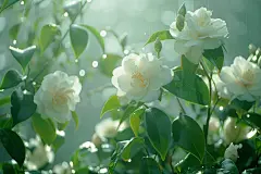 山茶花花丛自然风景