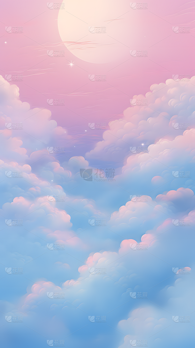 通用插画梦幻感云彩天空风景场景背景图片