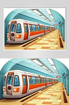 AI数字艺术春运旅客出行高铁站台插画
