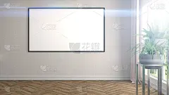 模拟海报框架在室内背景。三维演示