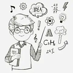 手绘人物教与数学元素矢量免抠素材_新图网ixintu.com